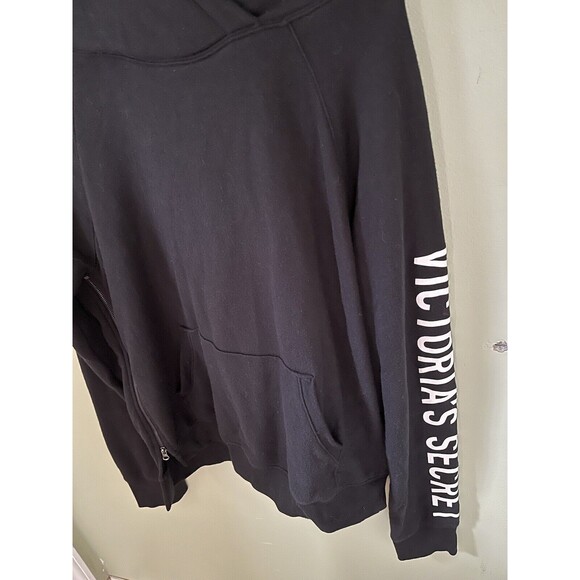 Victoria's Secret Women's Pullover Hoodie Sweatshirt Black White Lettering Small - Picture 2 of 7